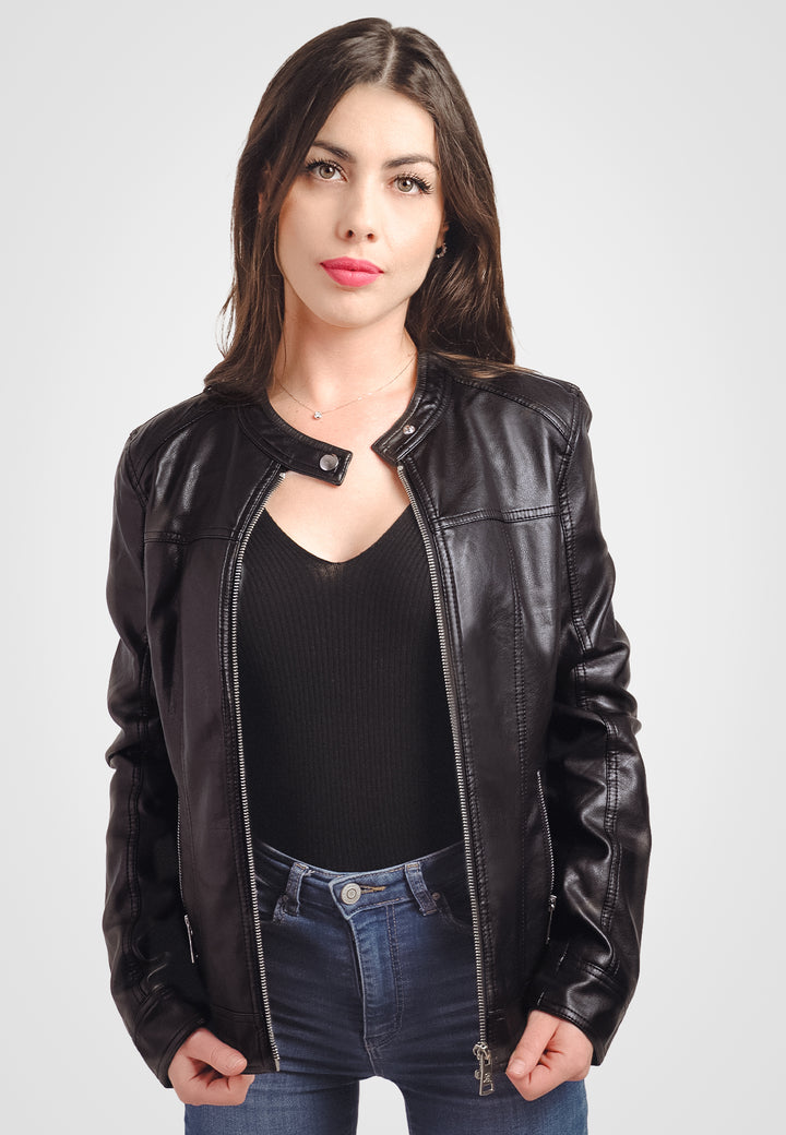 Giacca Biker In Ecopelle Donna QUEEN HELENA - Corta, Borchiata, Stile Casual - Foto 5