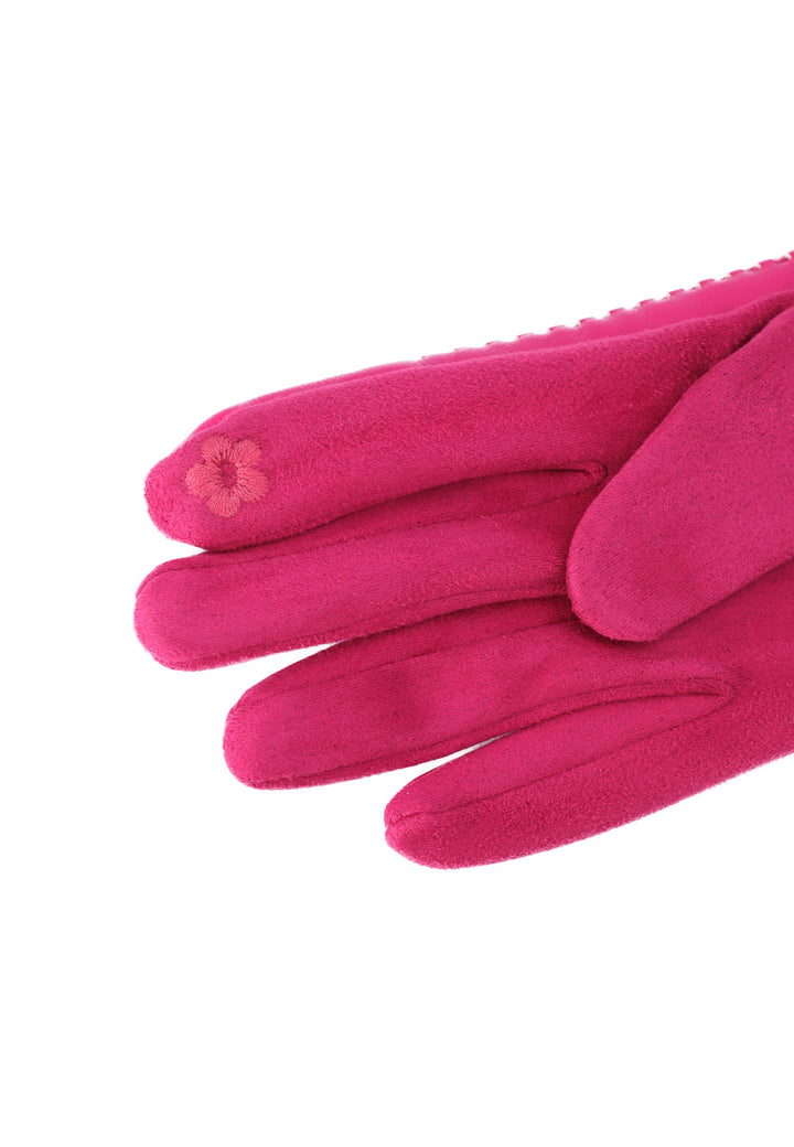 Guanti da donna con pelo sul polso colore fucsia