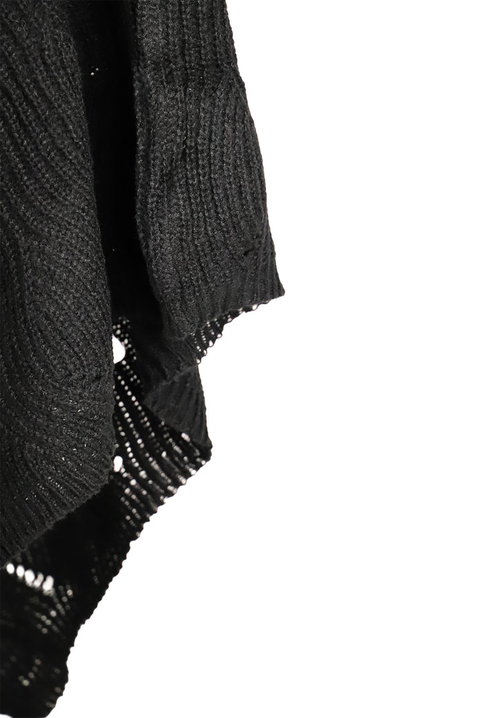 mantella da donna con trama bucherellata colore nero
