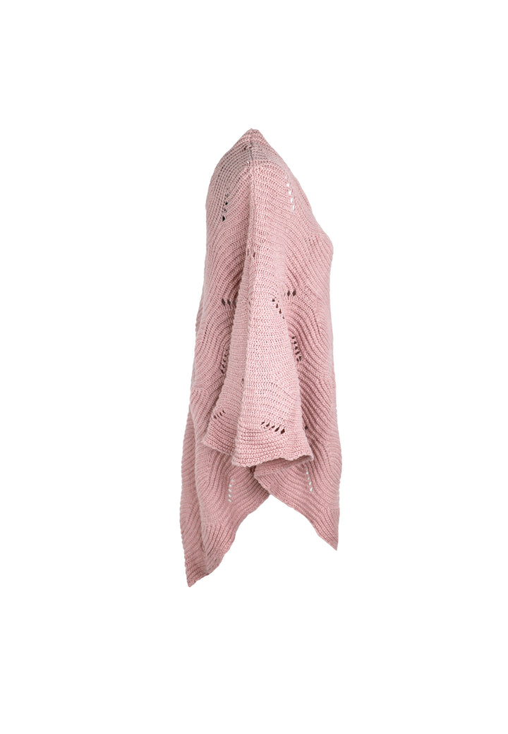 mantella da donna con trama bucherellata colore rosa