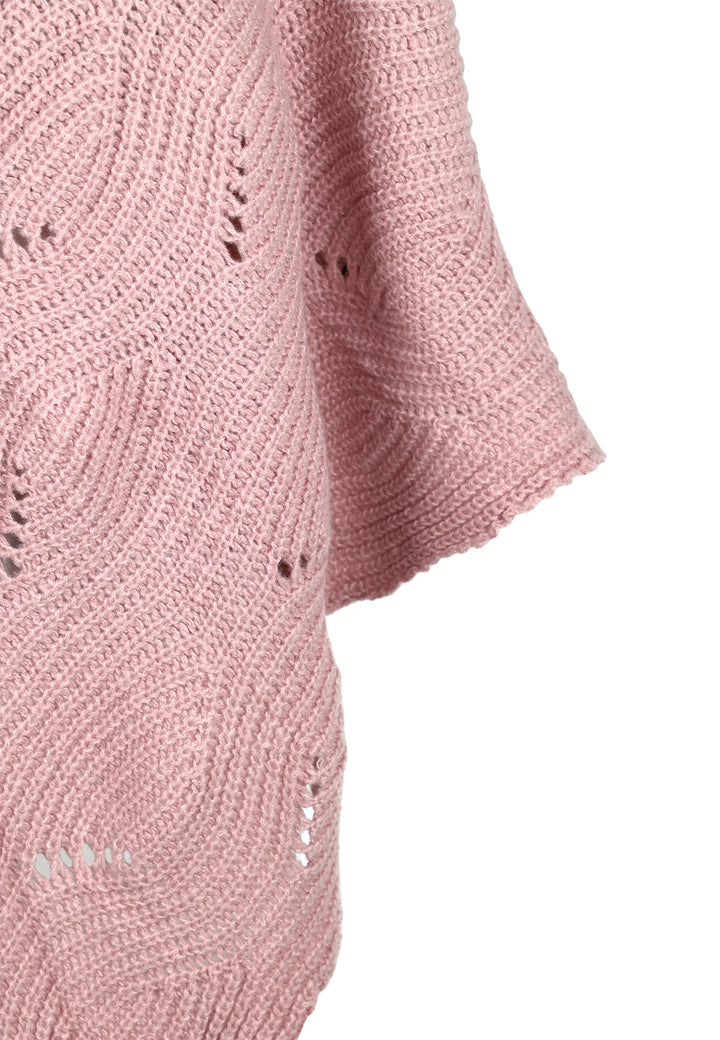 mantella da donna con trama bucherellata colore rosa