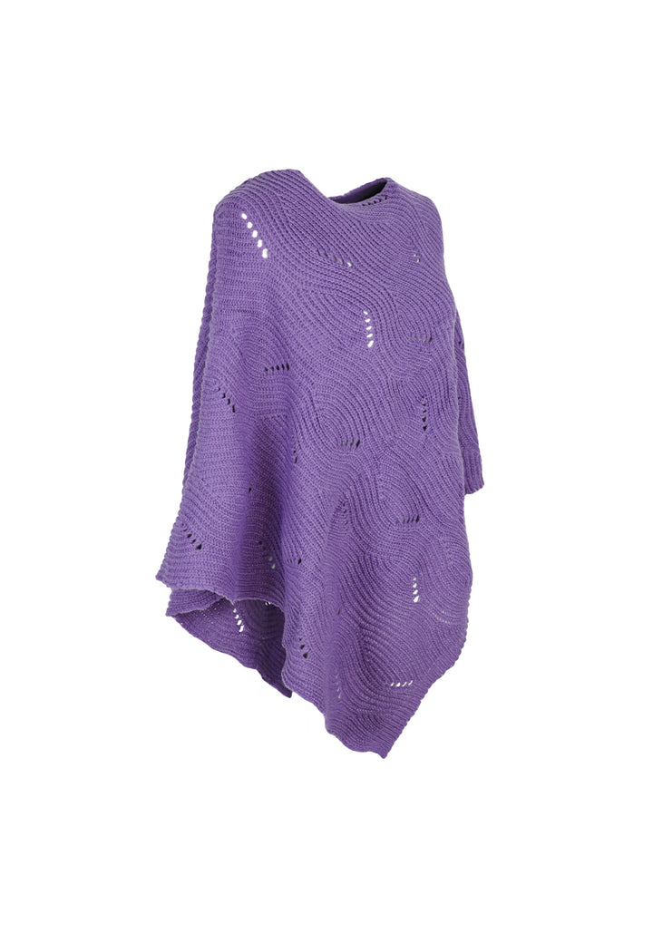 mantella da donna con trama bucherellata colore viola