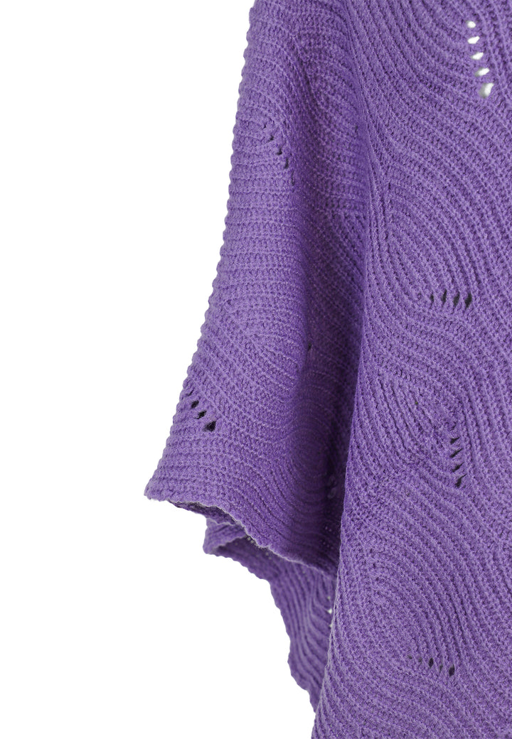 mantella da donna con trama bucherellata colore viola