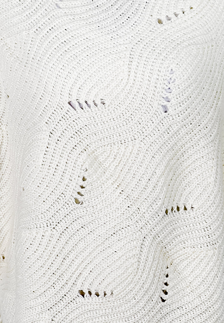 mantella da donna con trama bucherellata colore bianco
