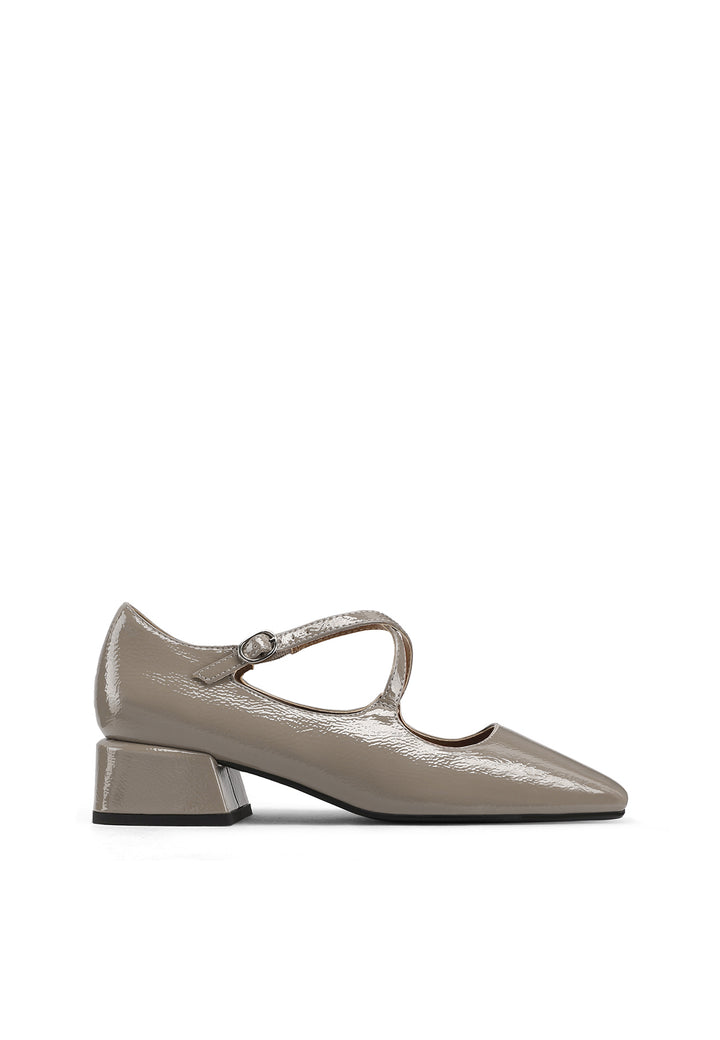 Mary Jane donna eleganti a punta con tacco basso largo e cinturino khaki