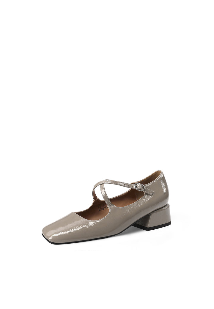 Mary Jane donna eleganti a punta con tacco basso largo e cinturino khaki