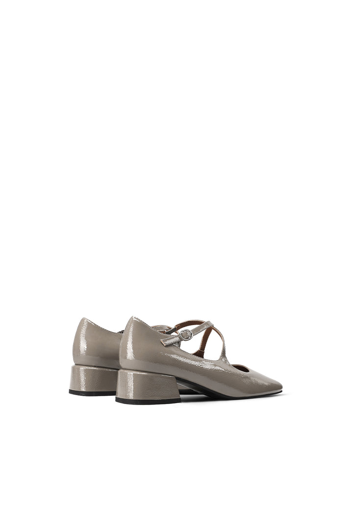Mary Jane donna eleganti a punta con tacco basso largo e cinturino khaki