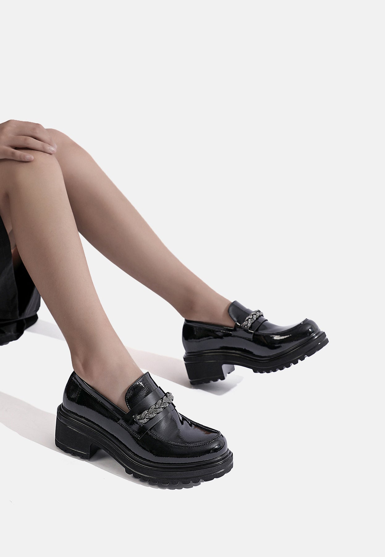 Scarpe Donna Vernice Queen Helena Francesine Senza Lacci Con Zeppa