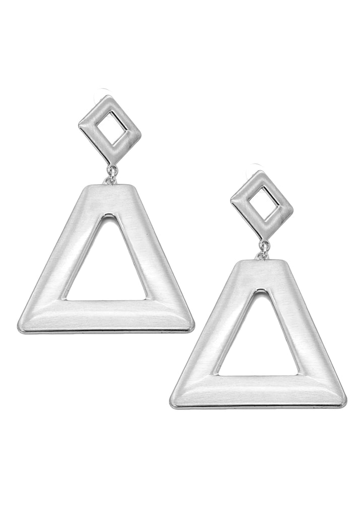 Orecchini pendenti forma triangolare colore argento
