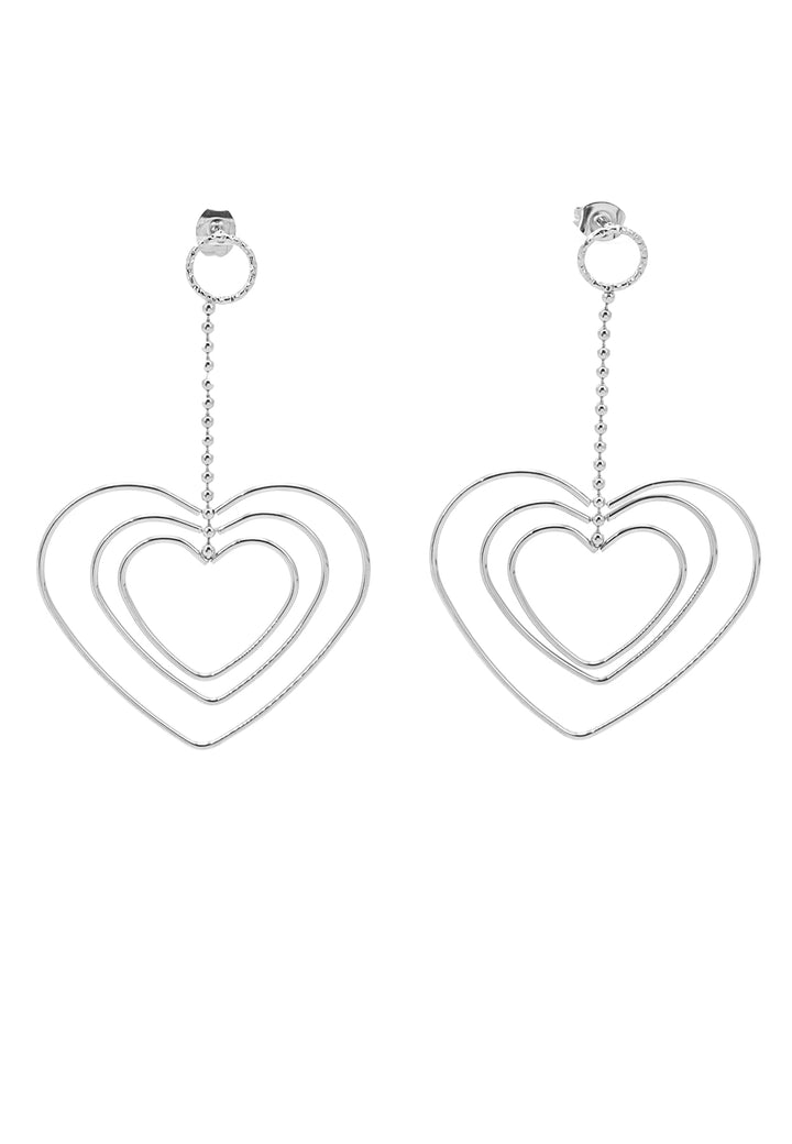 Orecchini pendenti con forma a cuore colore argento