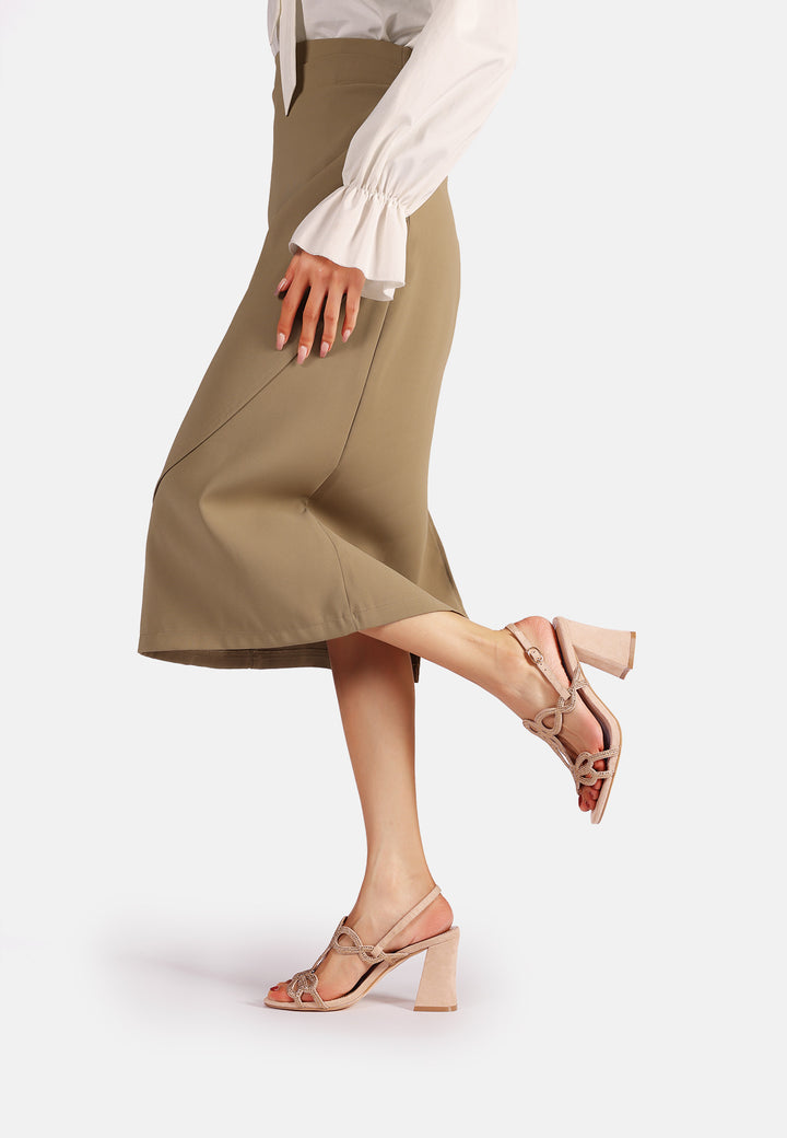 Sandali da donna estivi con tacco e cinturino colore beige