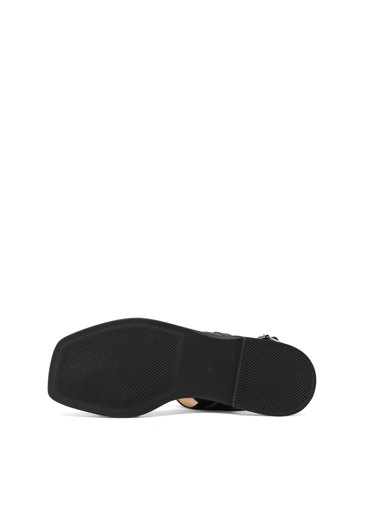 Sandali bassi con cinturino dietro il tallone e doppia fascia colore nero