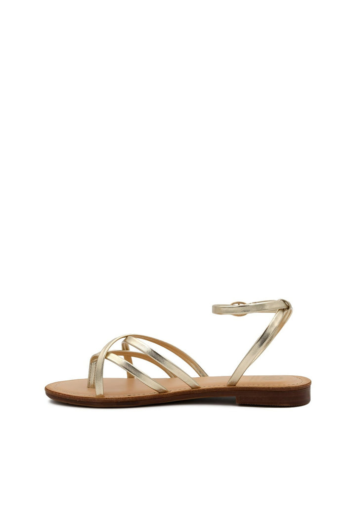 Coral-blue Sandali Donna Bassi Infradito in Pelle Oro con Lacci alla Schiava Coral-blue Sandali Donna Bassi Infradito in Pelle Oro con Lacci alla Schiava