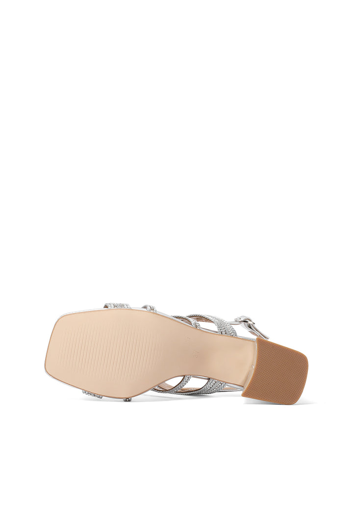 Sandali con tacco comodo e cinturino colore argento