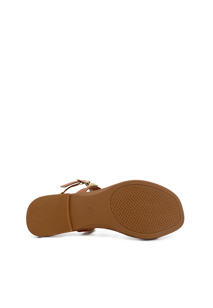 sandali da donna stile gladiator colore marrone con borchie