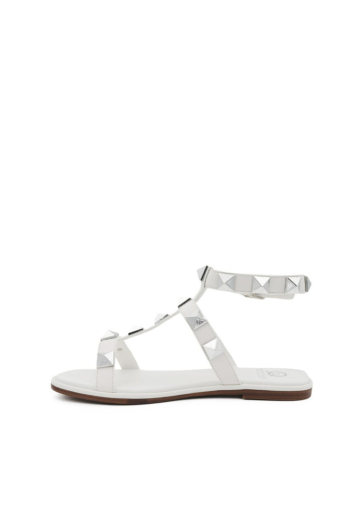 sandali da donna stile gladiator colore bianco con borchie