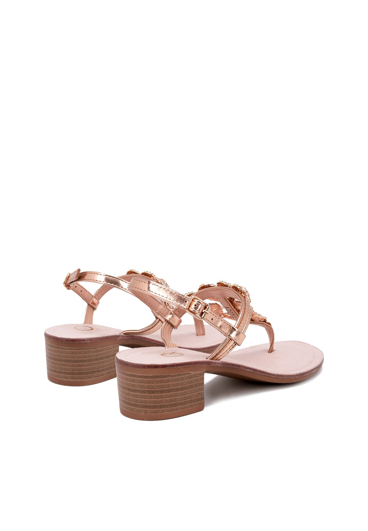 sandali gioiello positano colore rosegold con tacco basso a blocco e cinturino