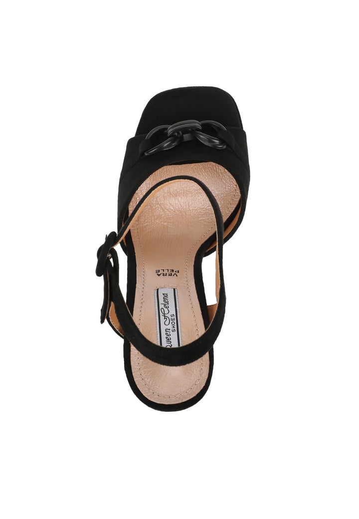 sandali donna con tacco alto in camoscio zm9689 nero