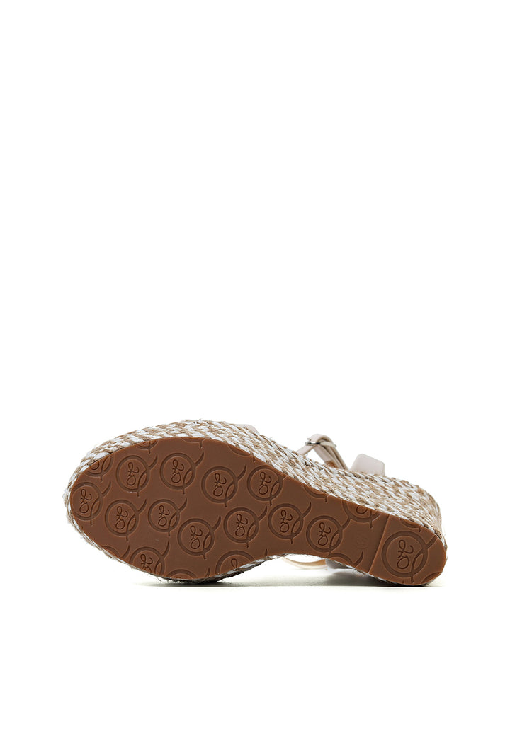 sandali zatteroni in ecopelle colore bianco con cinturino e zeppa alta