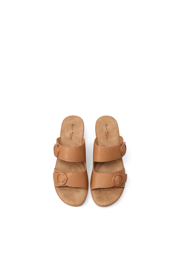 Sandali con doppia fascia colore marrone e sottopiede ortholite