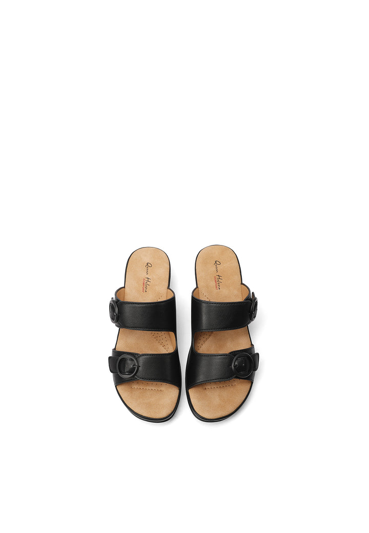 Ciabatte Casual Donna Queen Helena BZ396 - Tomaia In Ecopelle, Sottopiede Ortopedico, Tacco 5 Cm, Suola Gomma
