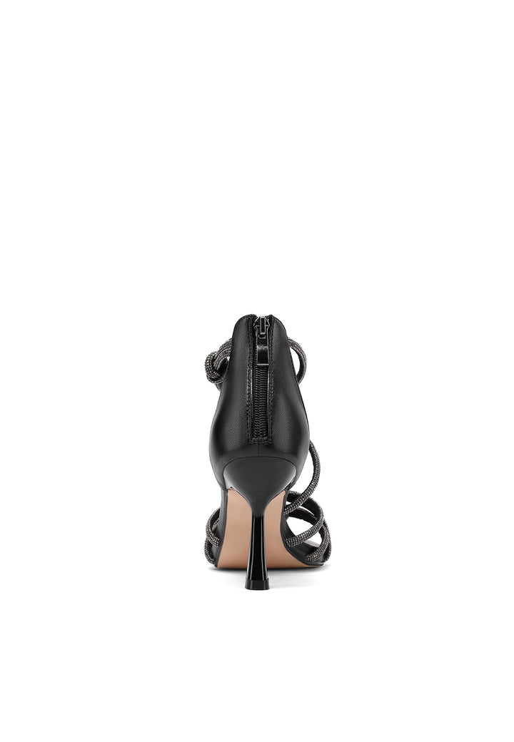 Sandali eleganti da donna con strass e tacco 8 cm colore nero
