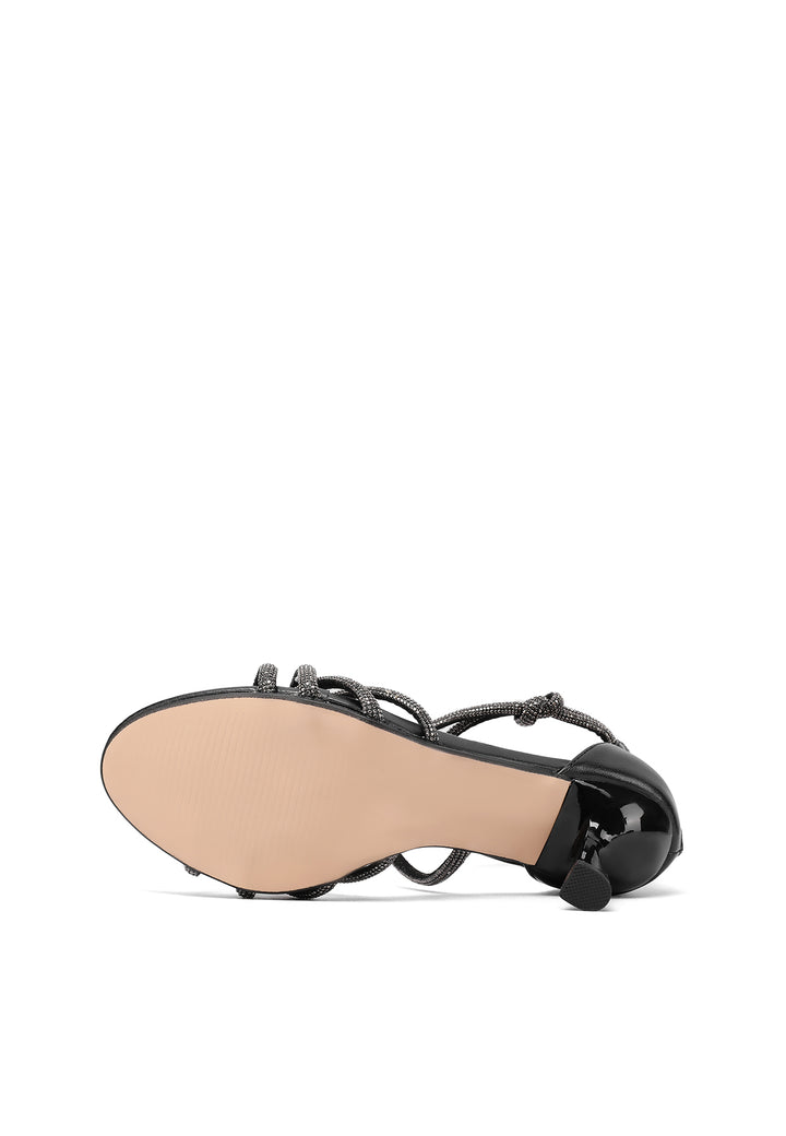 Sandali eleganti da donna con strass e tacco 8 cm colore nero