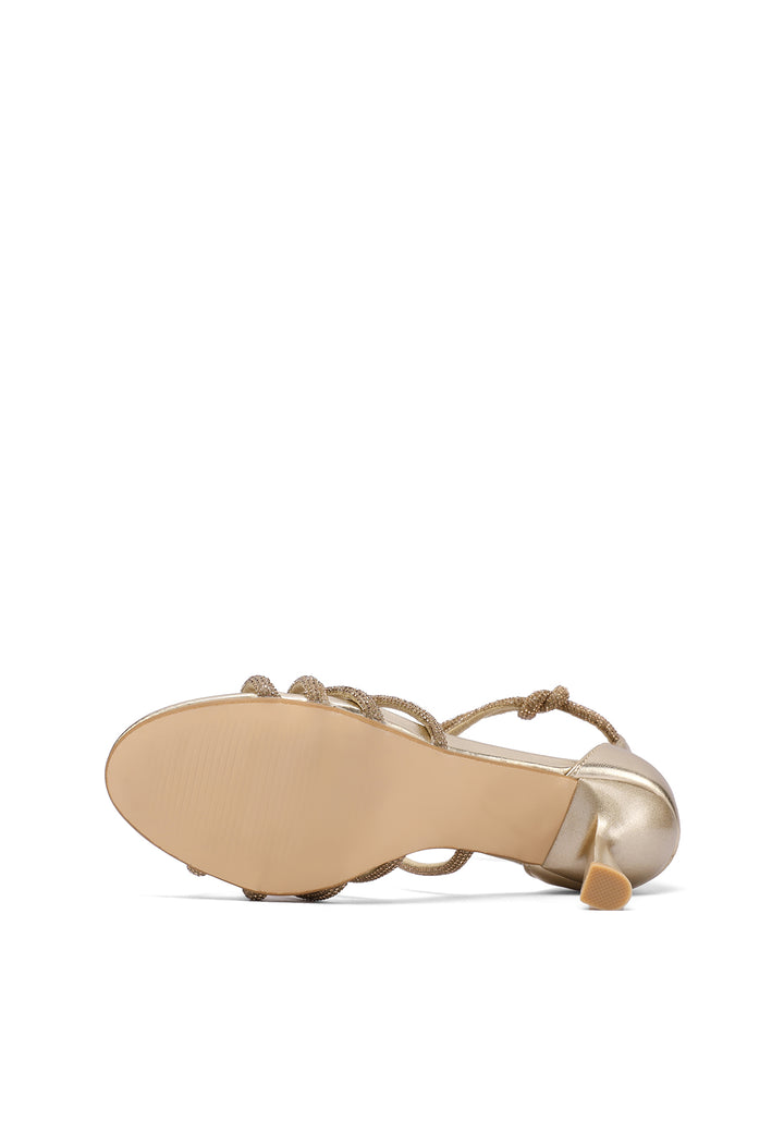 Sandali eleganti da donna con strass e tacco 8 cm colore oro