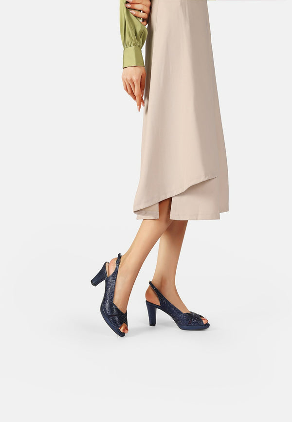 Sandali eleganti con strass colore blu
