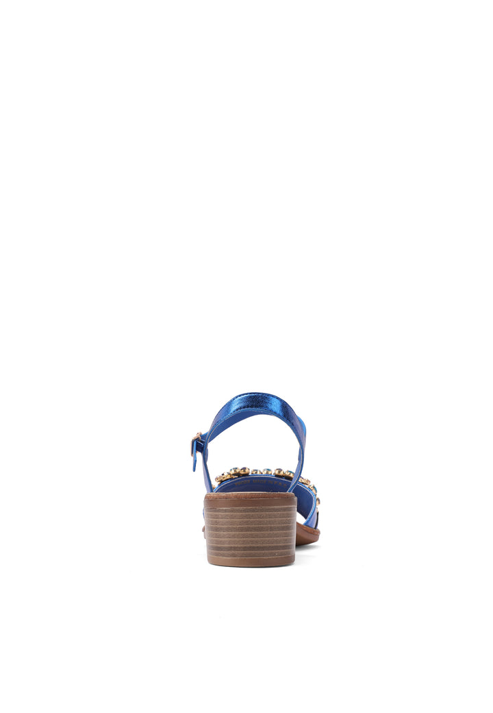 Sandali gioiello colore blu con cinturino e tacco comodo