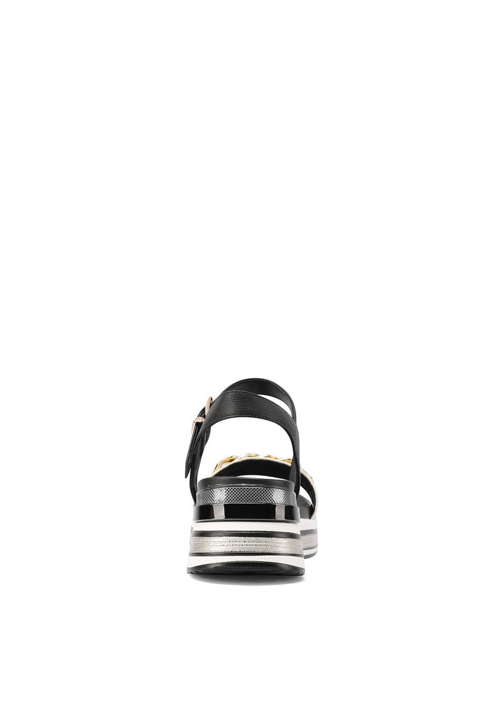Sandali con platform alta 5 cm e cinturino e morsetto colore nero