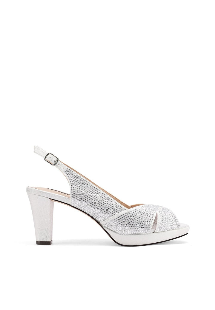 Sandali eleganti con strass colore argento