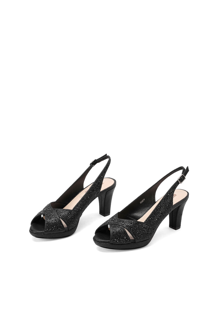 Sandali eleganti con strass colore nero