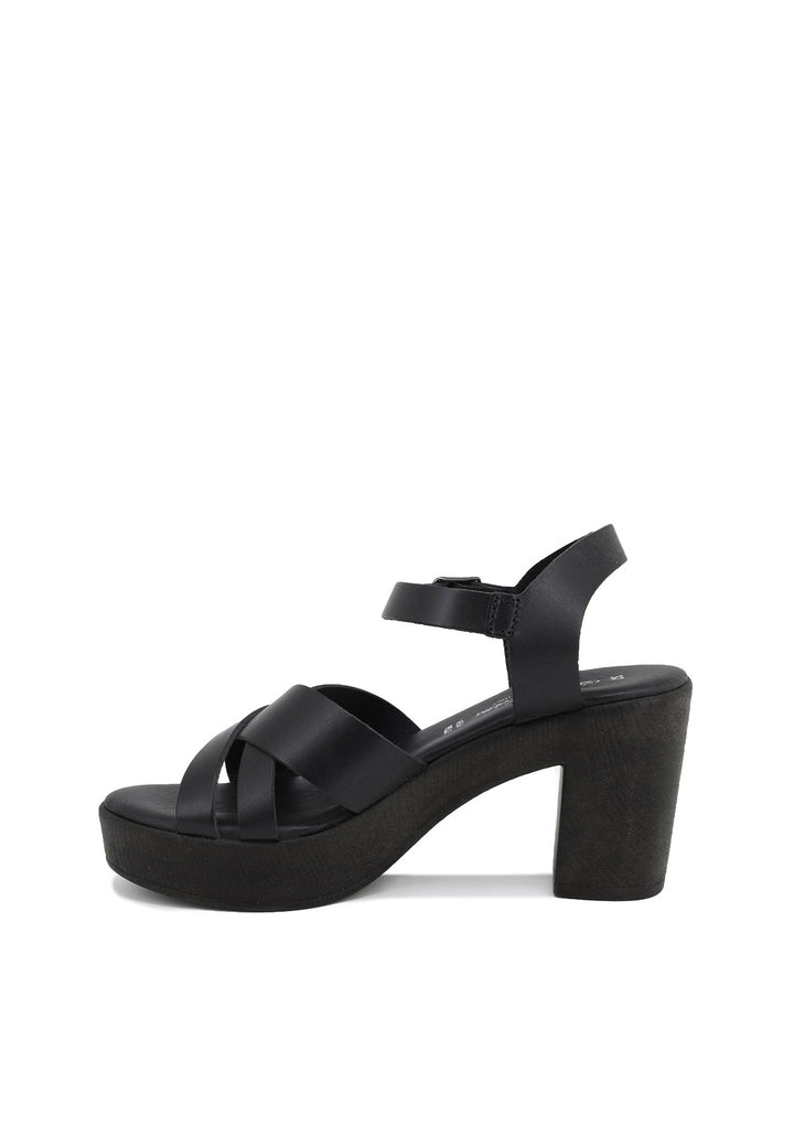 sandalo in pelle vera nera con cinturino e tacco 8,5 cm