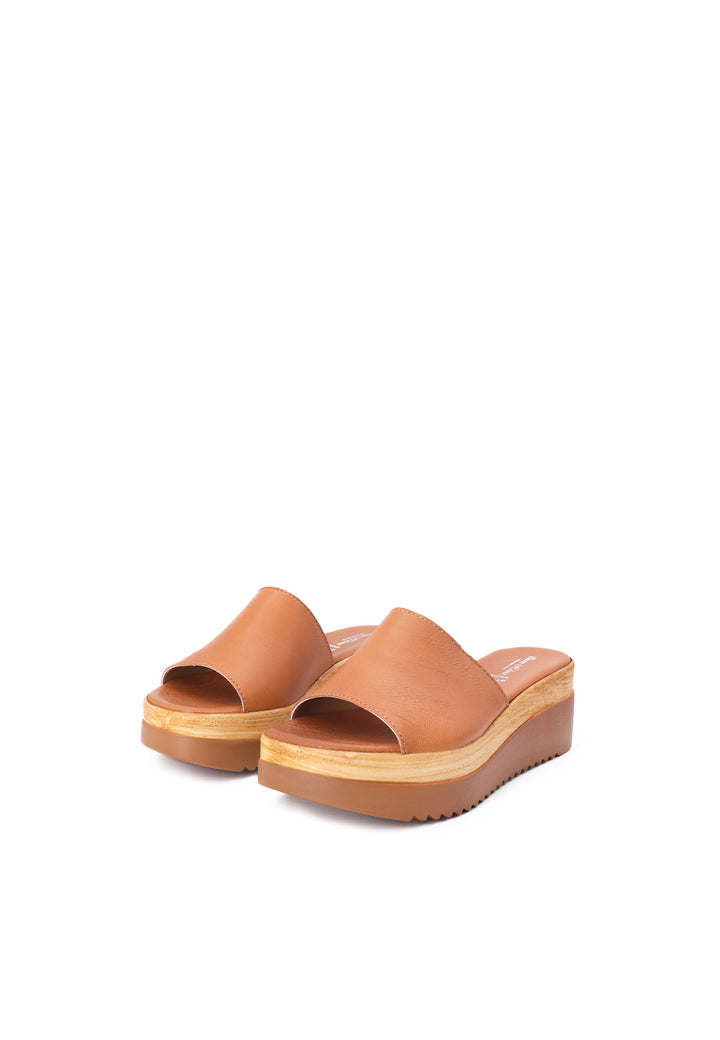 Sandali in vera pelle con platform colore cuoio