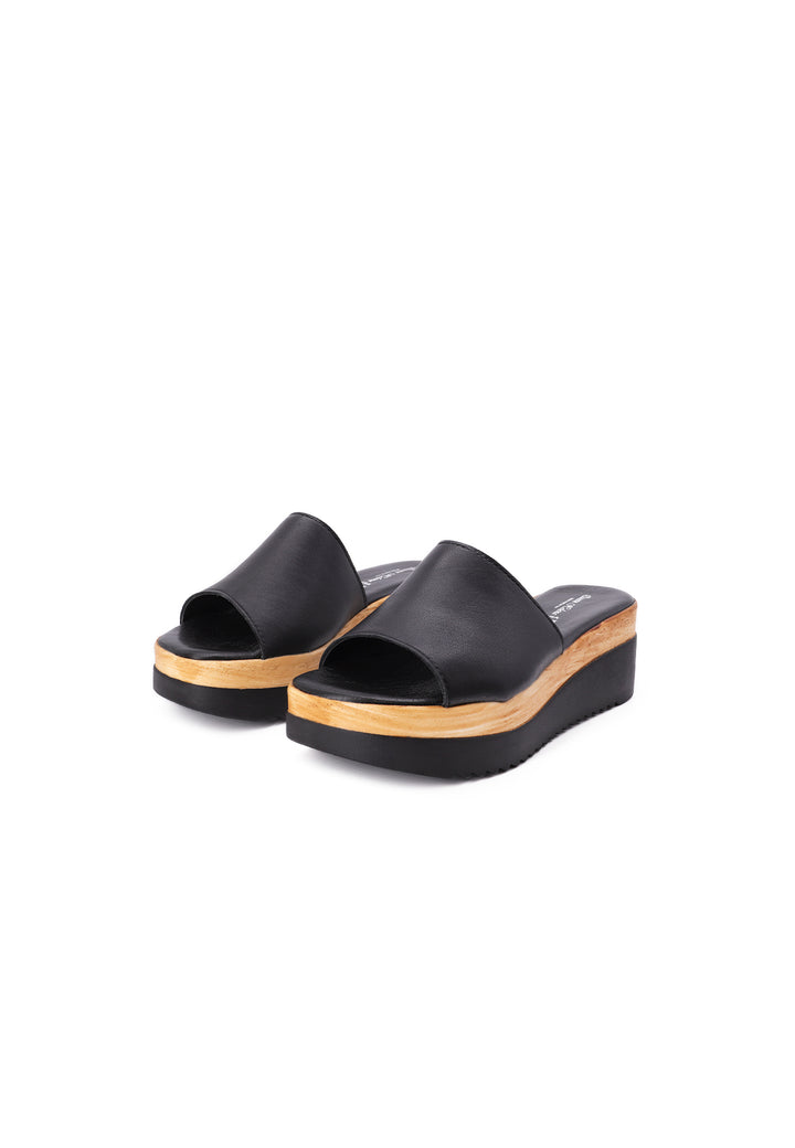 Sandali in vera pelle con platform colore nero