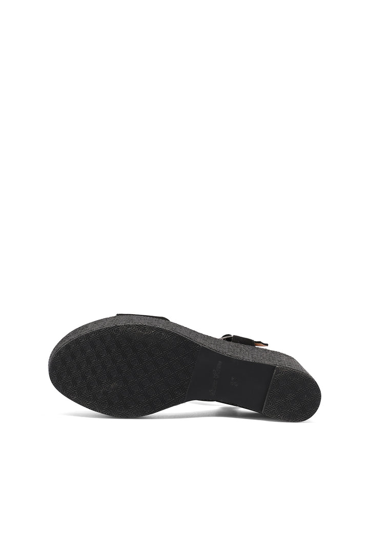 Sandali con zeppa alta 9 cm e cinturino colore nero