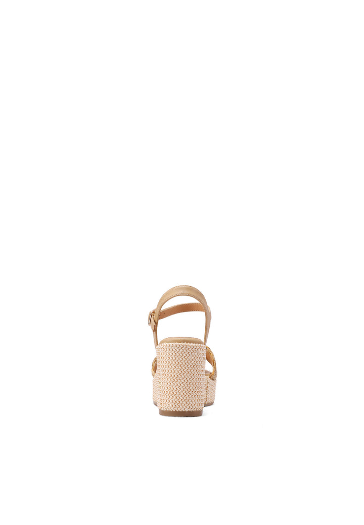 Sandali con zeppa alta 9 cm con cinturino colore beige