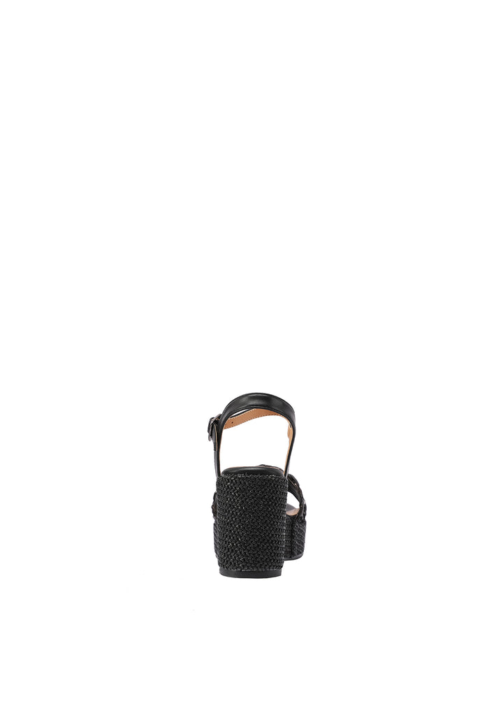 Sandali con zeppa alta 9 cm con cinturino colore nero
