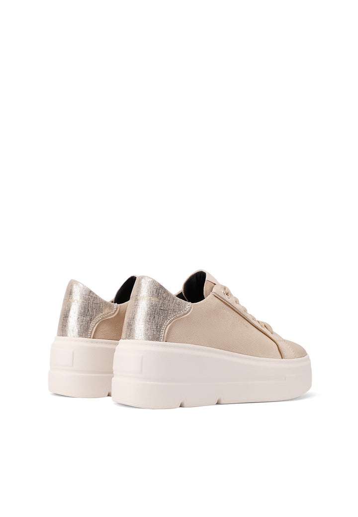 scarpe sneakers beige suola alta con lacci