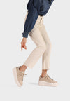 scarpe sneakers beige suola alta con lacci 