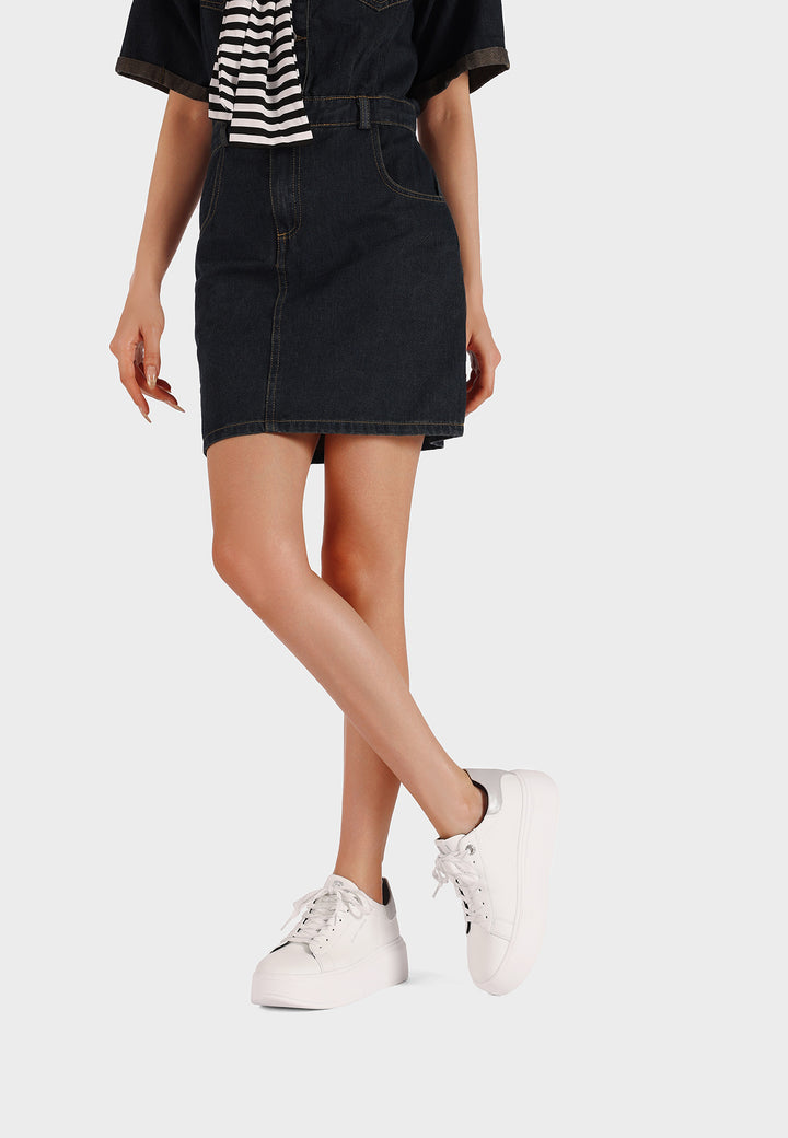 Sneakers da donna bianche Queen Helena con lacci, suola alta e dettaglio lucido sul retro