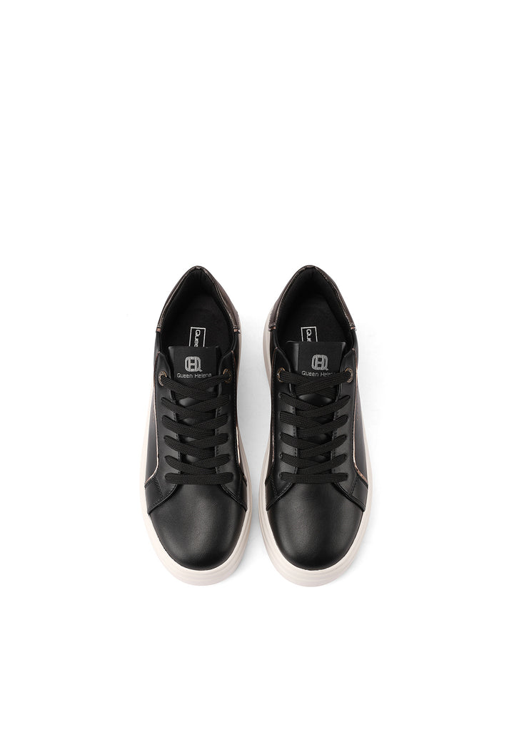 scarpe sneakers nere suola alta con lacci
