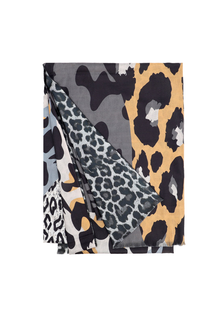 sciarpa animalier leopardata e zebrata con fondo nero