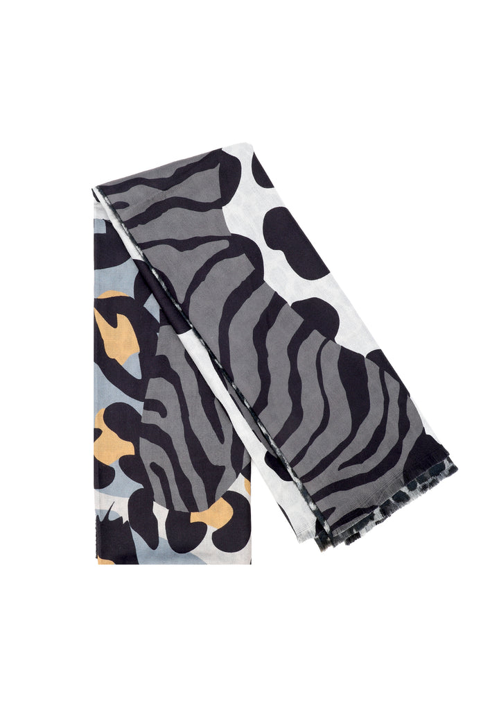 sciarpa animalier leopardata e zebrata con fondo nero