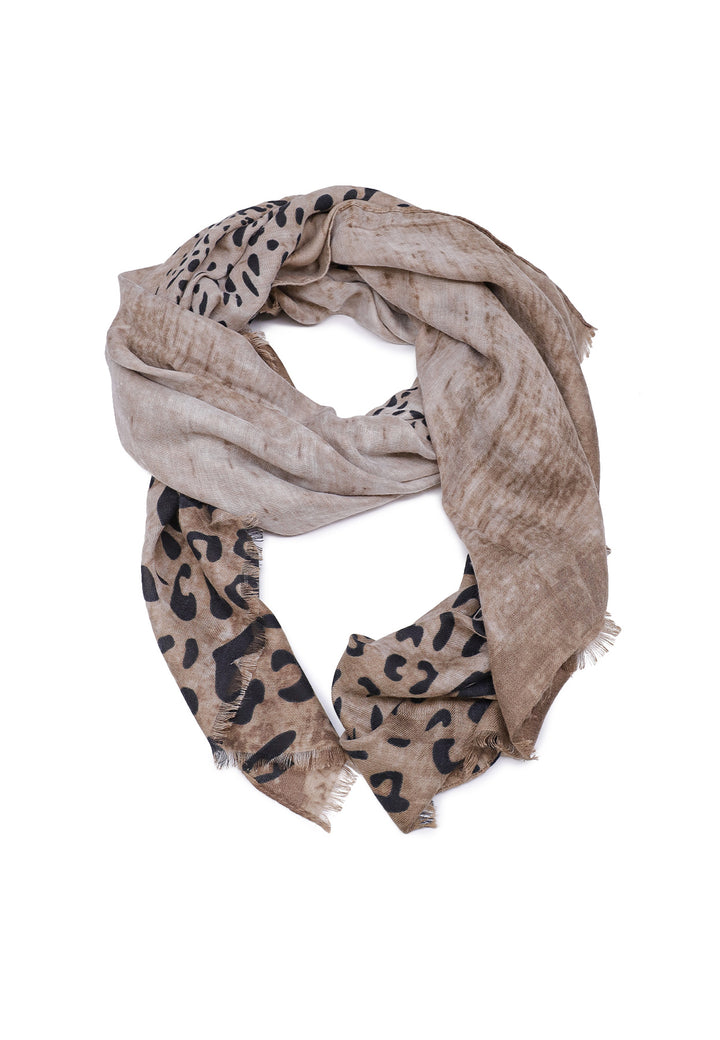 sciarpa foulard colore beige con stampa leopardata