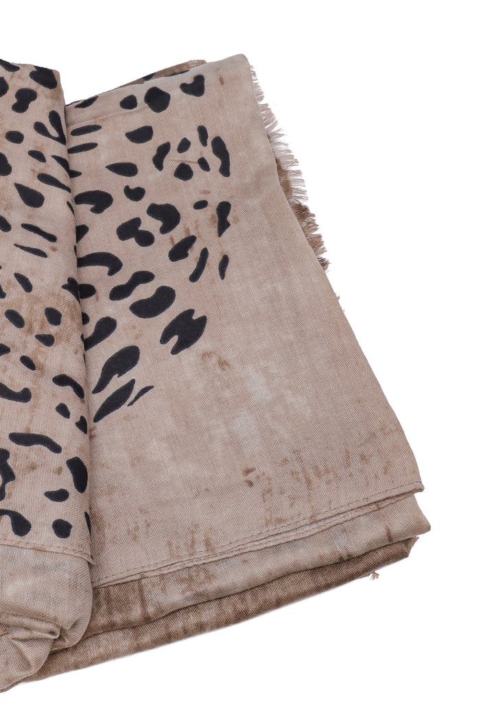 sciarpa foulard colore beige con stampa leopardata