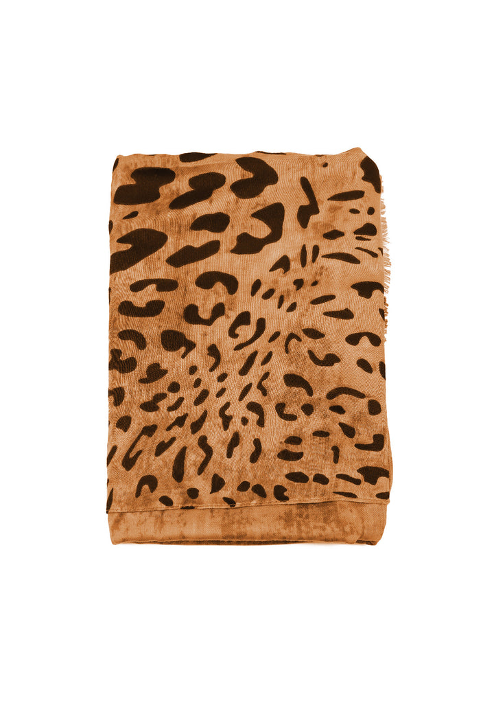 sciarpa foulard colore marrone con stampa leopardata