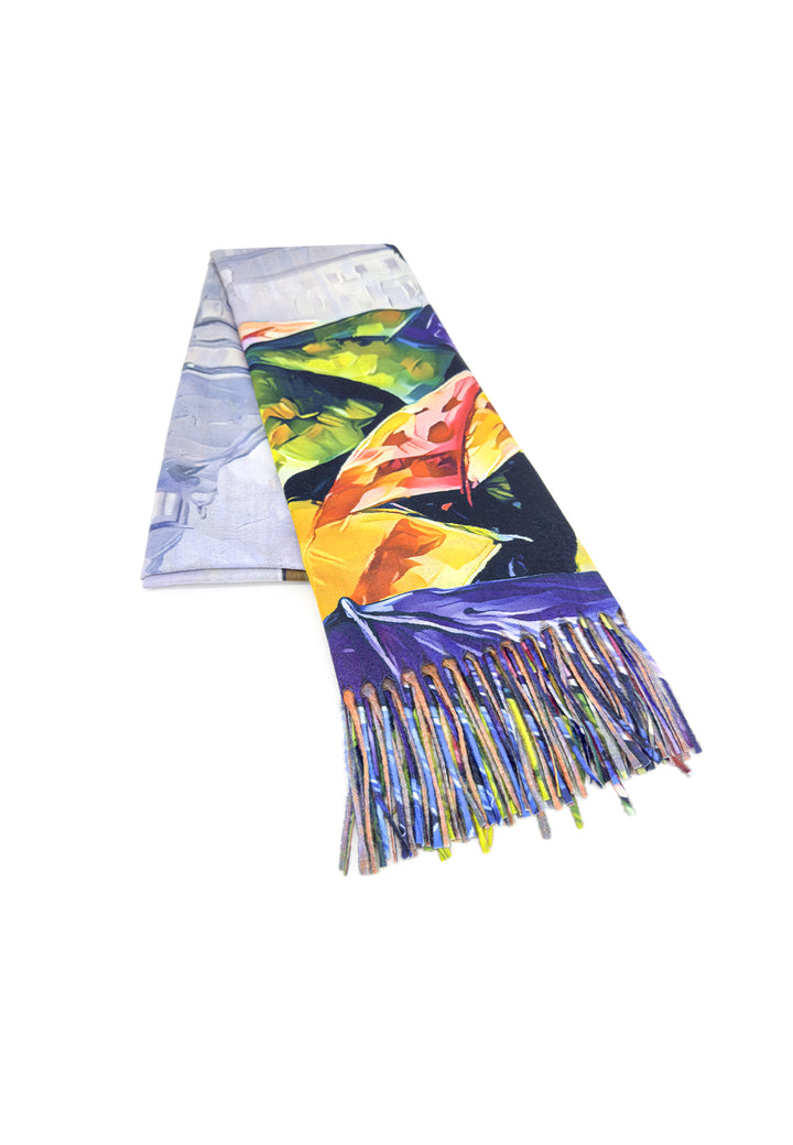 sciarpa foulard con frange colore arancione