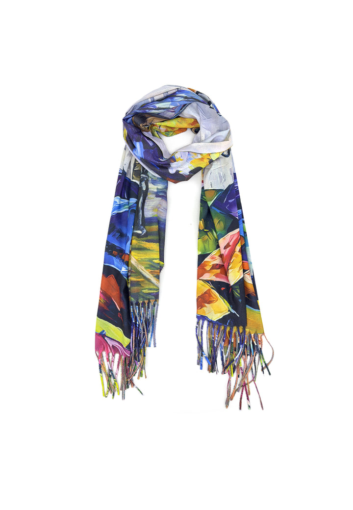 sciarpa foulard con frange colore arancione